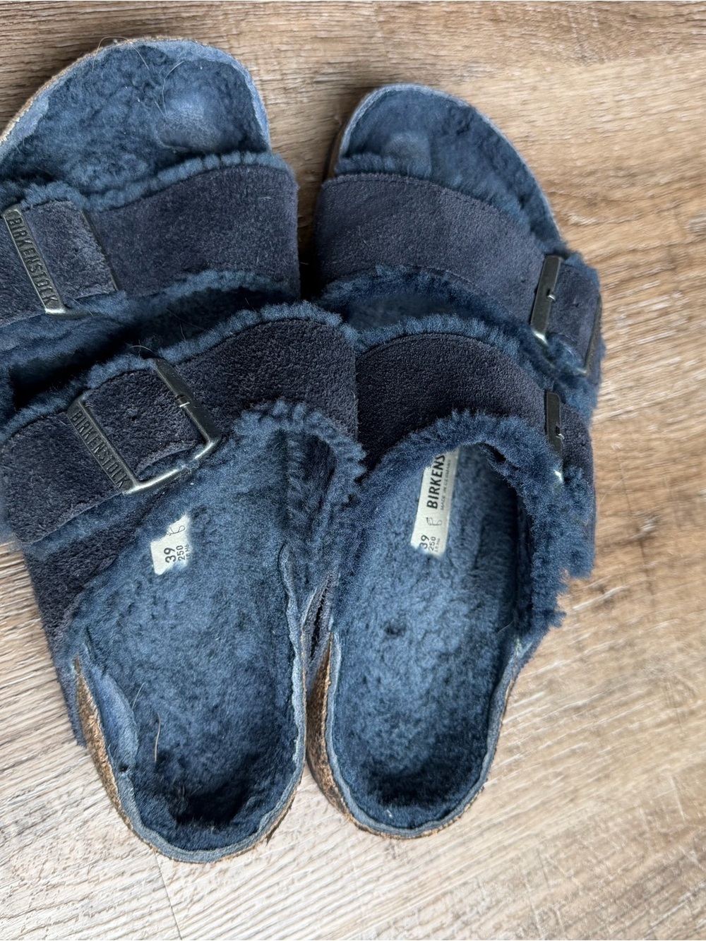 Women’s Fuzzy Blue Birkenstock Sandals - Picture 3 of 6